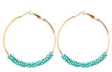 Gold Multi Color Beaded Hoop Earrings