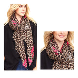 Red or Pink Leopard Print Scarf OR Wrap