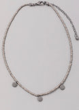 Gunmetal Beaded Hammered Charm Necklaces