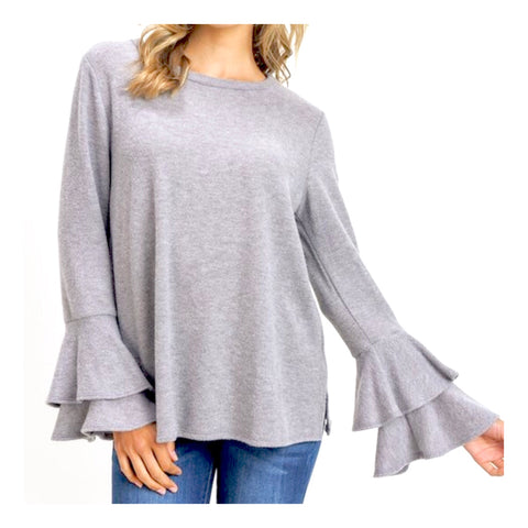 Grey Bell Sleeve Sweater (feels like cashmere)