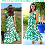 Green Leaf On or Off the Shoulder Gaby Ruffle Dress