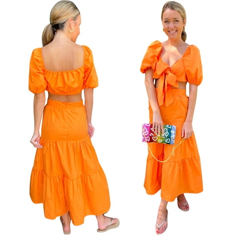 Tangerine Dream Cotton Skirt Set