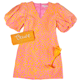 Pink & Orange Cotton Puff Sleeve Gigi Dress