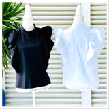 Black OR White Wraparound Double Layer Ruffle Tops