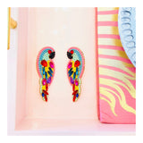 Pink & Turquoise Crystal Parrot Earrings