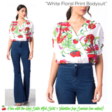White Floral Print Bodysuit