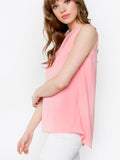 Peach Open Back Sleeveless Top with Bow Tie