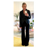 Black Pleated PU Leather Open Front Jacket with Zipper Sleeves & Shawl Style Lapel