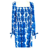Blue & Ivory Ruffle Trim Buckley Dress