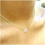 14K Yellow Gold Diamond Daisy Necklace