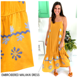 Marigold & Blue EMBROIDERED Ruffle Hem Cotton Malakai Dress