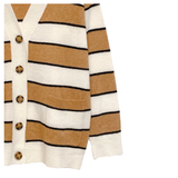 Ivory Camel & Black Button Front Go With Everything Cardigan