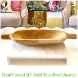 Hand Carved 20” Solid Teak Bowl (heavy)