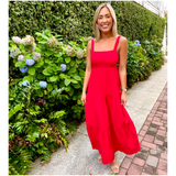 Blue OR Red Cotton Gauze Blakely Maxi Dress