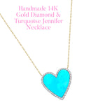 Handmade 14K Gold Diamond & Turquoise Jennifer Necklace