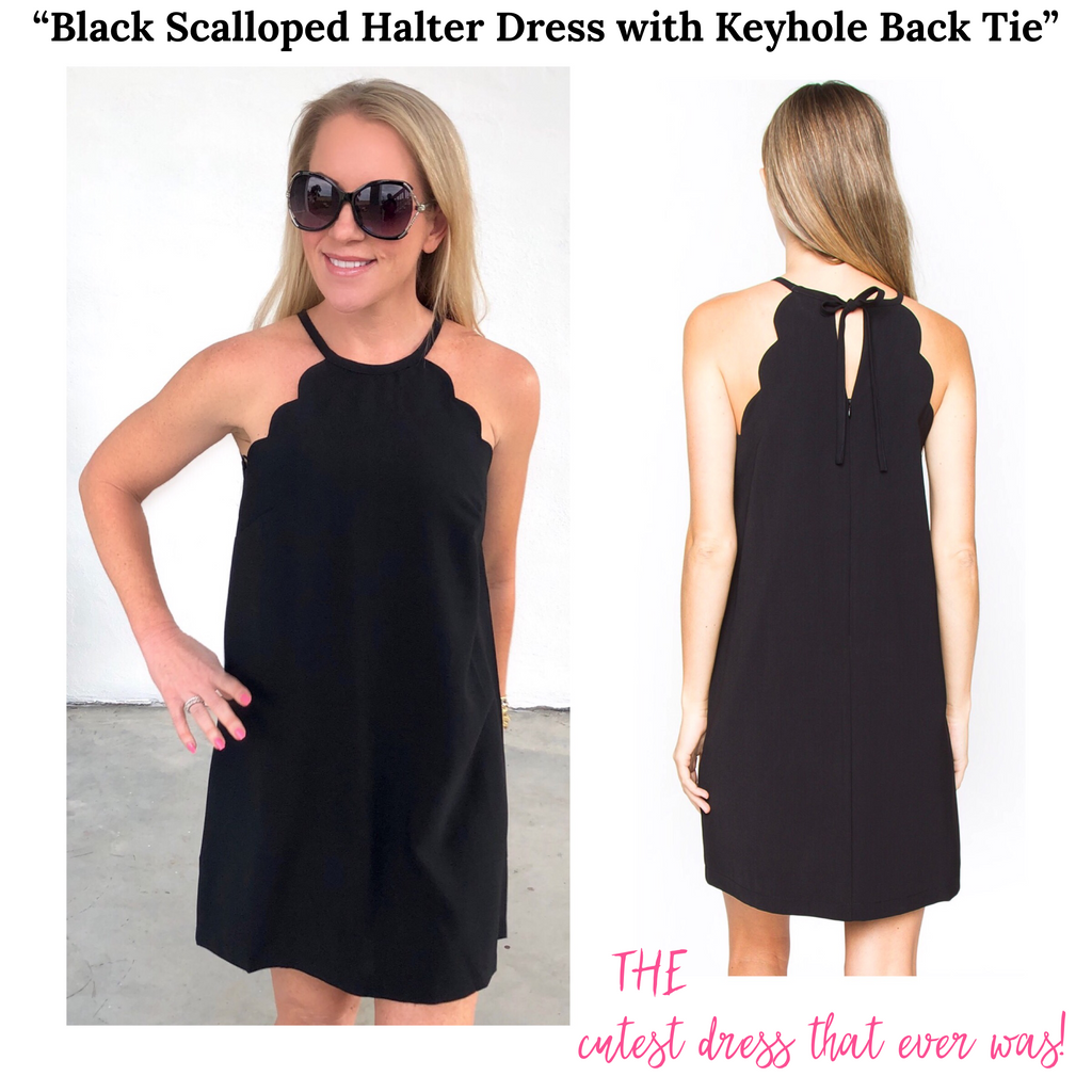 Scalloped sales halter dress