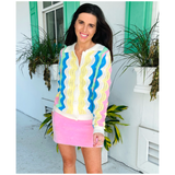 FRNCH Scalloped Pastel Rainbow Sanoa Cardigan