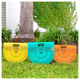 Pink, Cherry Red, Yellow, Black, Coral Orange & Turquoise Green Handcrafted Bamboo Bags