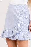 Blue White Stripe Biased Ruffle Skirt