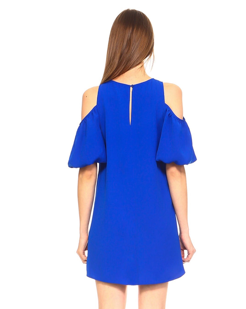 Royal blue 2025 cold shoulder dress