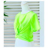 Electric Lime OR White Twist Front Tee with Keyhole Back