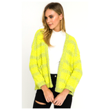 Neon Yellow & METALLIC SILVER Open Front Cardigan