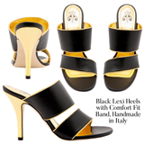 Black & Gold Lexi Heels with Comfort Fit Band, Handmade in Italy