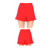 Tomato Red Eyelet Shorts with Back Zip and Flutter Hem