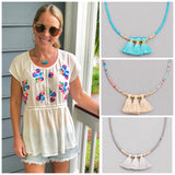 Beaded Tassel Necklaces with Metallic Gold