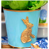 Bunny Ornamented Enameled 6” Round Cachepots