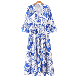 Blue Ruffle Sleeve Eleuthera Dress
