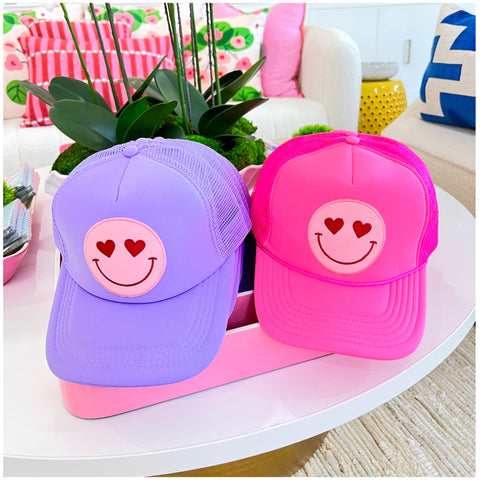 Smiley Face Happy Truckers Patch Hats