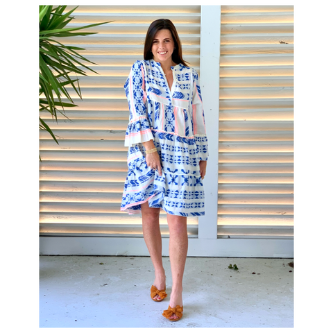 Neon Pink & Royal Blue Combo Tori Dress