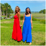 Blue OR Red Cotton Gauze Blakely Maxi Dress