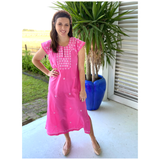 Pink Embroidered Elisa Kaftan Dress