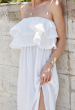 Off White Wire Ruffle Front Strapless Maxi 🌺