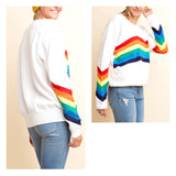 Off White Rainbow Stripe Shimmering Knit Sweater