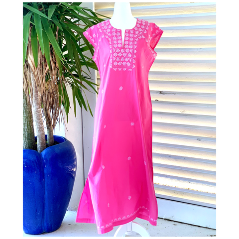 Pink Embroidered Elisa Kaftan Dress