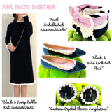 Black, Pink or Natural Pearl Trimmed Bow Headband