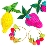 Handwoven Rattan Fruit Earrings in 3 Styles