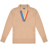 Camel Rainbow Collared Cashmere Austen Sweater