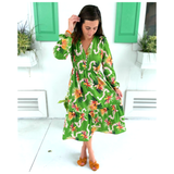 Green & Pink Orchid Carina Dress