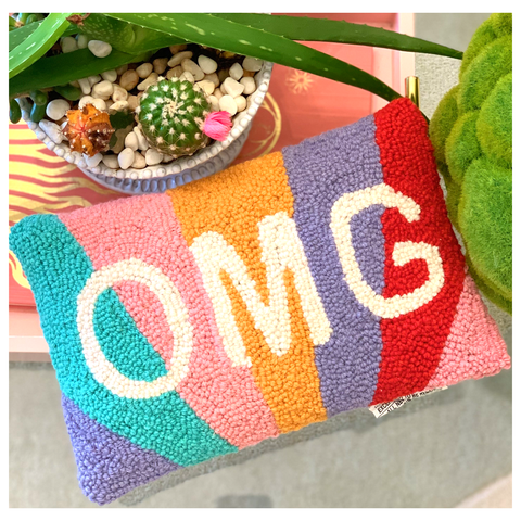 OMG Wool Hook 12” Lumbar Pillow with Velvet Back