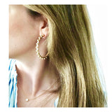 Brushed Gold or Silver STUDDED 2” Hoops