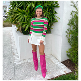 Pink & Green Hand Knitted Paola Sweater