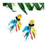 Laser Cut Multicolor Glitter Splatter Earrings