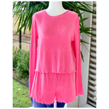 Pink Pleated Knit Matching Flowy Shorts SET (Sold Together)