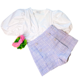 Lavender Tweed High Waisted Flare Sailor Style Blair Shorts