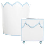 Hand Painted Scalloped Wastebasket & Tissue Holder