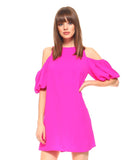 Hot Pink Cold Shoulder Dress